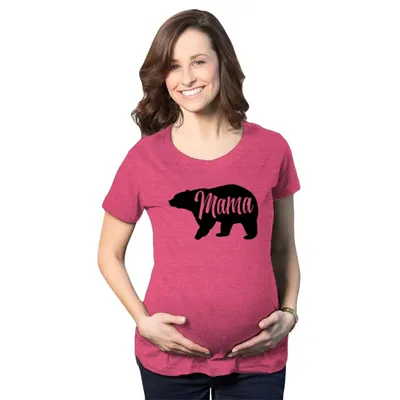Target Maternity Mama Bear Funny Pregnancy T shirt Novelty Gift for Mom Mothers Day - Crazy Dog Maternity T Shirt Gift for Mom Pink L