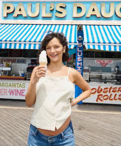 Bump City HATCH: The Isla Nursing Top (Natural Blue Stripe)