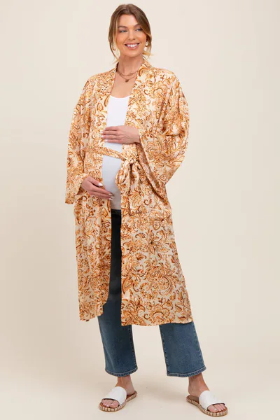 PinkBlush Rust Damask 3/4 Sleeve Maternity Cover Up