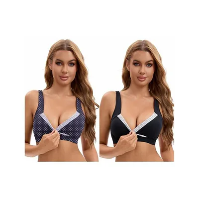 Kohl's 2 Packs Women's Lace Crossover Wirefree Sleep Breastfeeding Soft Cup Nursing Bras