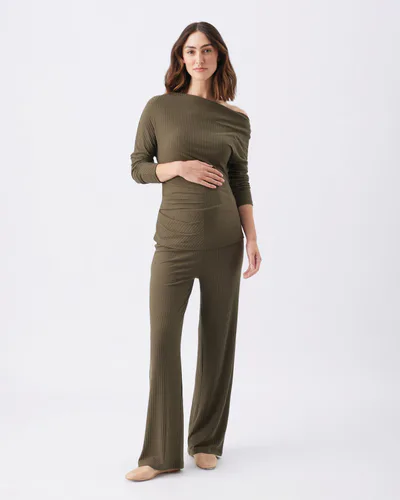 Ripe Maternity Cindy Rib Pant  Khaki