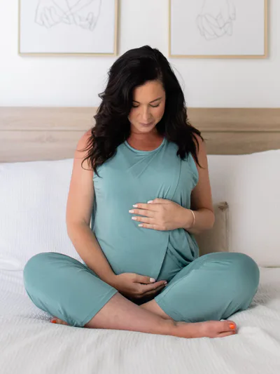 Kindred Bravely Tulip Hem Nursing Tank & Capri Pajama Set | Aqua
