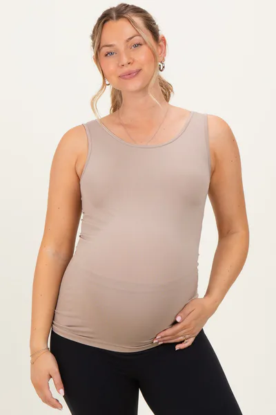 PinkBlush Ash Mocha Basic Seamless Maternity Tank