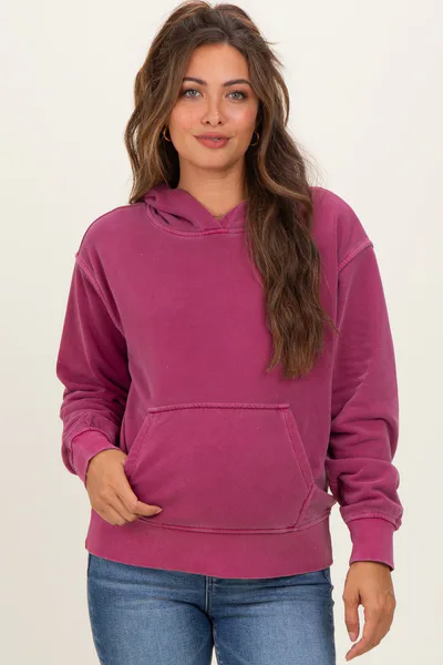 PinkBlush Wine Soft Fleece Maternity Pocket Hoodie