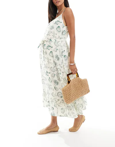 ASOS Vero Moda Maternity Easy cami ankle dress in conversational sea print