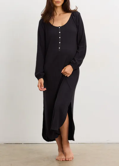 HATCH The Long Sleeve Pointelle Nightgown