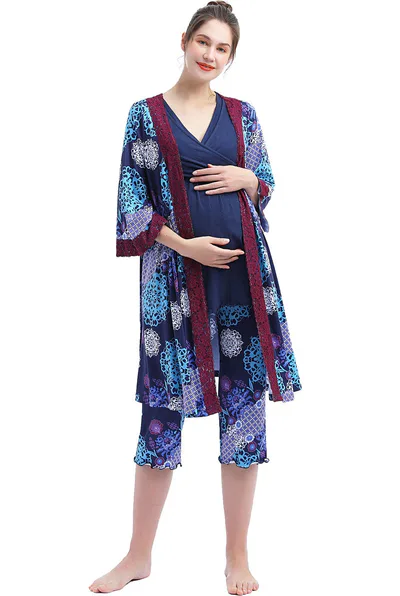 Kimi + Kai Kimi + Kai Maternity "Natalie" Nursing Pajamas & Robe Set