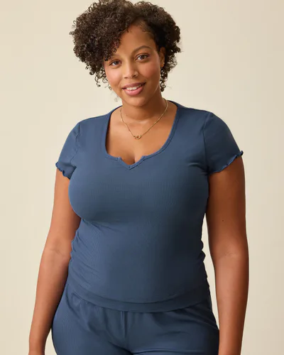 Kindred Bravely Ribbed Modal Notched Nursing T-shirt | Light Navy