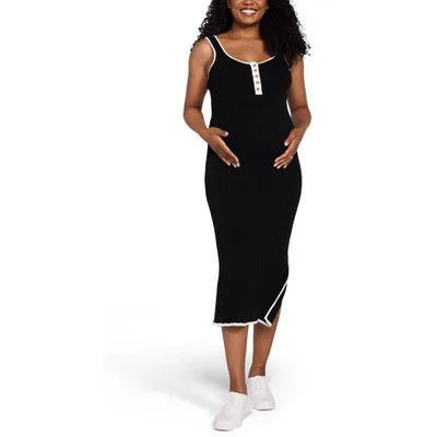 Target Women's Sleeveless Nursing Henley Midi Maternity Dress - Black - Size: X Large - Motherhood Maternity
