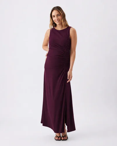 Ripe Maternity Erika Ruched Dress  Purple