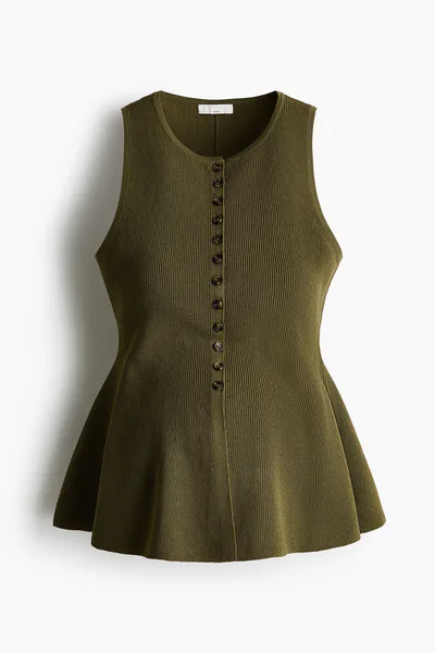 H&M MAMA Rib-Knit Peplum Vest