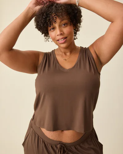 Kindred Bravely Aria Bamboo Cropped V-neck Tank | Chocolate