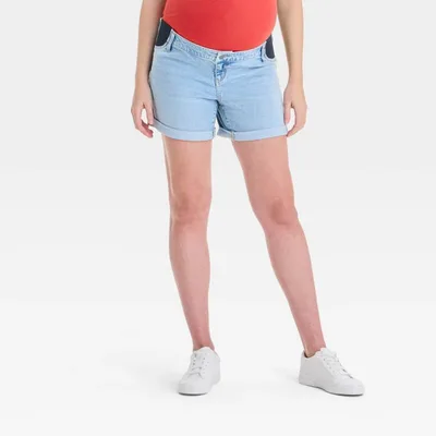 Target Under Belly Low-Rise Maternity Jean Shorts - Isabel Maternity by Ingrid & Isabel™ Light Wash 8: Cotton Blend, Elastic Waist, Denim Fabric