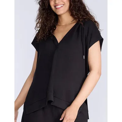 Target Women's V-Neck Short Sleeve Hooded Maternity Top - Black - Size: Small - Motherhood Maternity