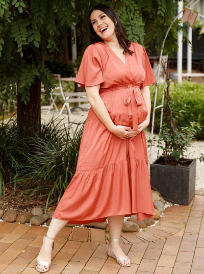 Angel Maternity Cara Rust Maternity Maxi Dress