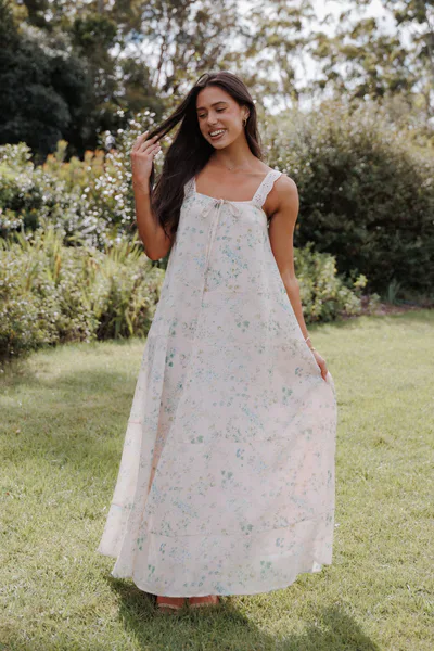 Petal & Pup Caroline Maxi Dress - Pastel Pink Floral