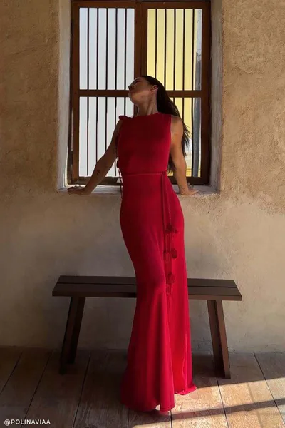 MESHKI Monay Tulip Maxi Dress - Raspberry