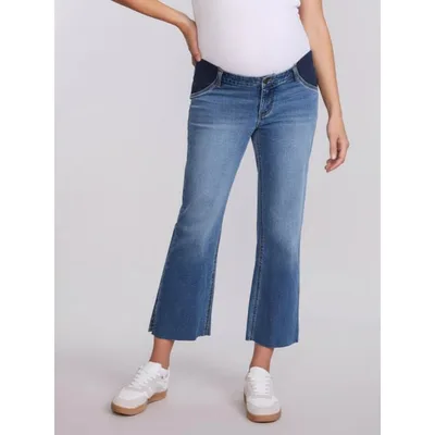 Target Women's Under the Belly Wide Leg Crop Jeans - Echo Wash - Size: Medium - Motherhood Maternity