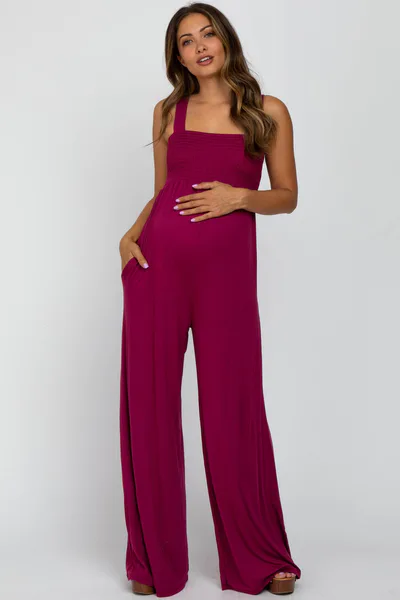 PinkBlush Magenta Sleeveless Wide Leg Maternity Jumpsuit