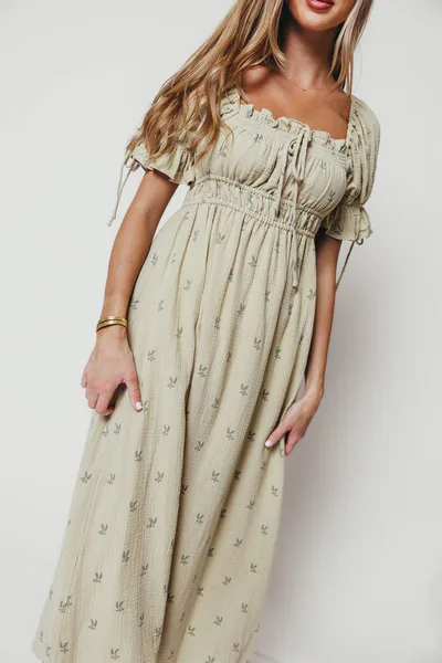 Worth Collective Savanna 100% Cotton Maxi Dress in Pressed Thyme - Bump Friendly *10/13 PRE-ORDER*