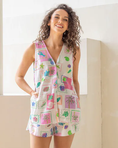 Angel Maternity Carol 2 Piece Maternity Casual Set in Pineapple Print