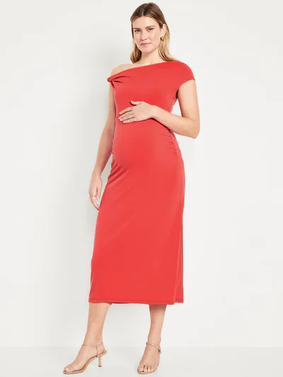 Old Navy The Occasion by Old Navy Maternity Asymmetrical Shoulder Maxi Dress
