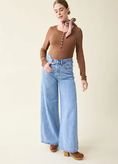 Ingrid & Isabel Rib Henley Long Sleeve Maternity + Nursing Top