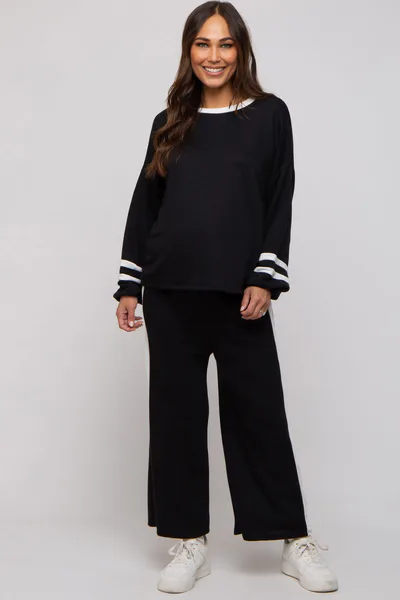 PinkBlush Black Striped Long Sleeve Maternity Set