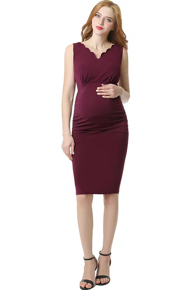 Kimi + Kai Kimi + Kai Maternity "Talula" Scalloped V-Neck Body-Con Dress