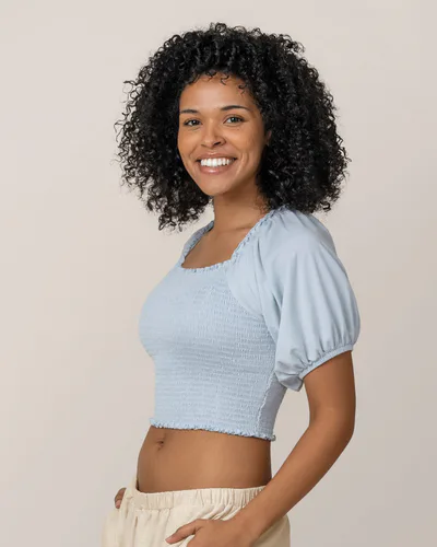 Kindred Bravely Sophia Smocked Cropped Nursing Top | French Blue