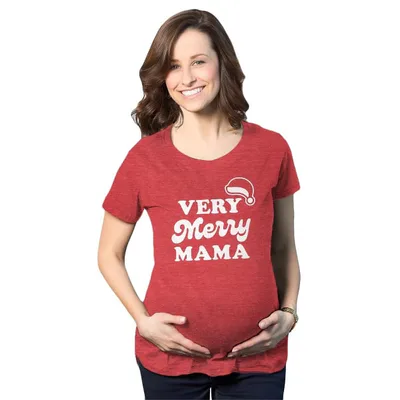 Target Maternity Very Merry Mama T Shirt Cute Christmas Santa Hat Pregnancy Announcement Tee - Crazy Dog Maternity T Shirt Gift For Christmas Red S