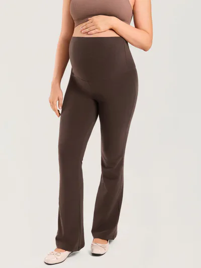 Momanda Cotton Foldover Maternity Flare Pants 30.5"