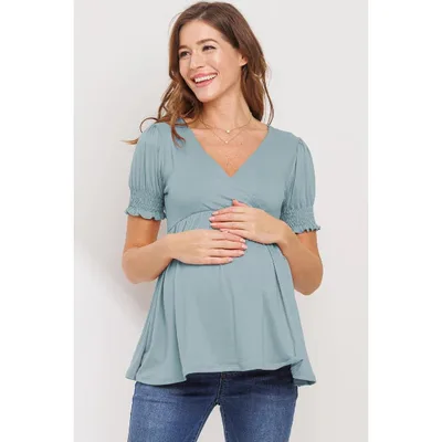 Target Hello Miz Maternity Wrap Nursing Empire Waist Top - Chambray - Small