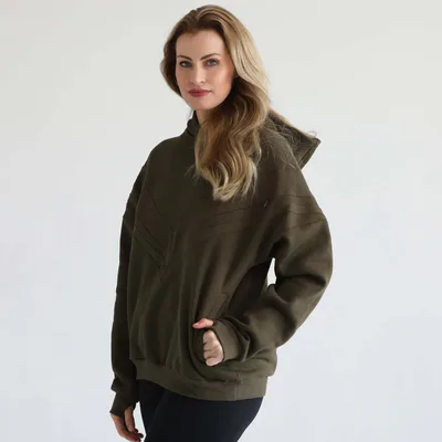 Milk & Baby Isabella Ultra Soft Oversized Nursing & Pregnancy Hoodie | Olive Tree