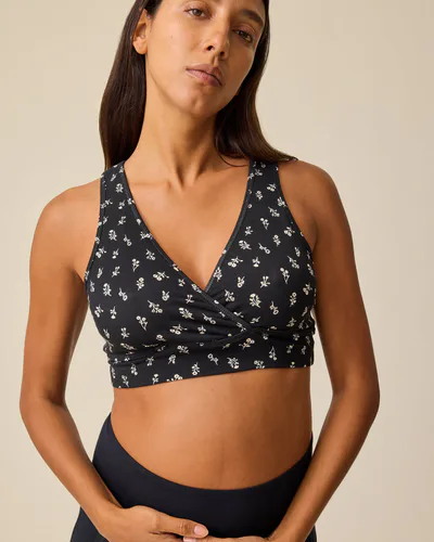 Kindred Bravely French Terry Racerback Nursing & Sleep Bra | Black Wildflower