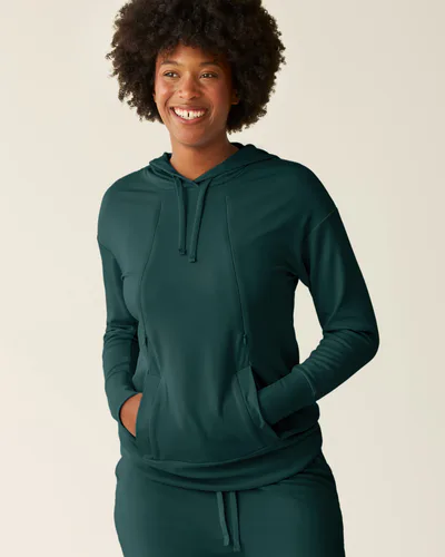 Kindred Bravely Brushed Bamboo Maternity & Nursing Hoodie | Evergreen