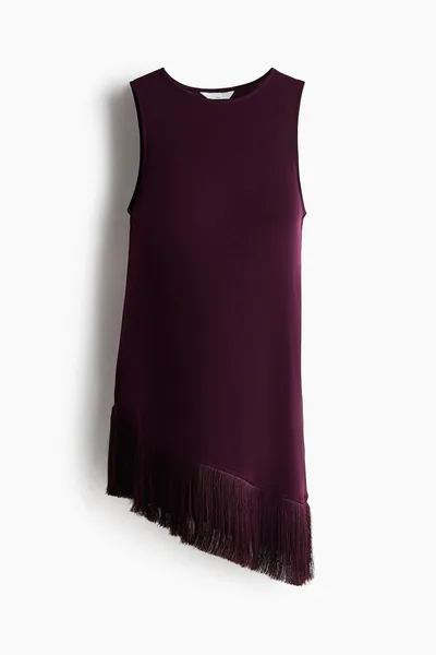 H&M MAMA Asymmetric Fringe-Trimmed Top