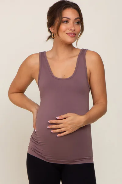 PinkBlush Brown Seamless Maternity Tank Top