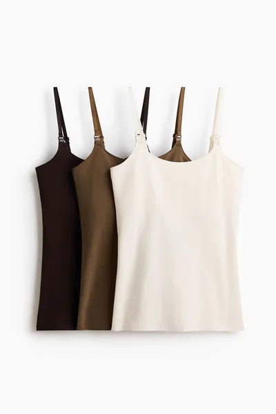 H&M MAMA 3-Pack Nursing Camisole Tops