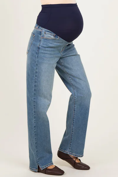 PinkBlush Medium Maternity Dad Jean With Mini Slit