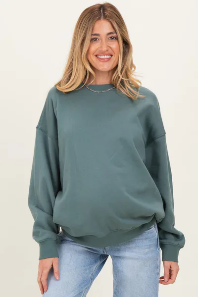 PinkBlush Ash Jade Oversized Maternity Fleece Sweatshirt