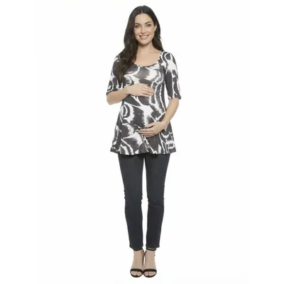 Target 24seven Comfort Apparel Maternity Abstract Scoop Neck Elbow Sleeve Tunic Top