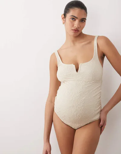 ASOS Cassi v-wire one-piece swimsuit in champagne