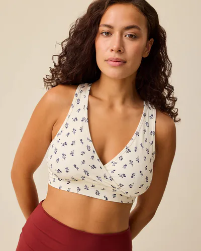 Kindred Bravely French Terry Racerback Nursing & Sleep Bra | Ivory Wildflower