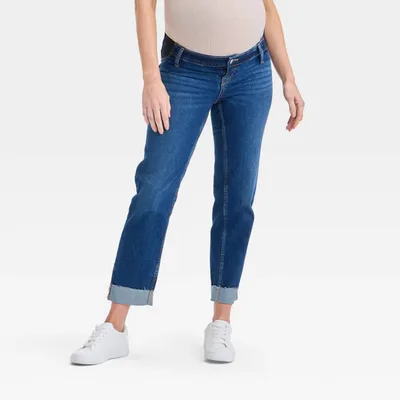 Target Under Belly Low-Rise Straight Maternity Pants - Isabel Maternity by Ingrid & Isabel™ Dark Wash 17: Cotton Spandex Blend, Midweight Denim