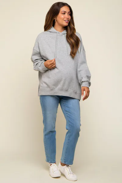 PinkBlush Heather Grey Drawstring Maternity Hoodie