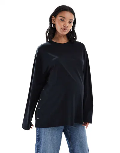 ASOS Nursing long sleeve T-shirt in black