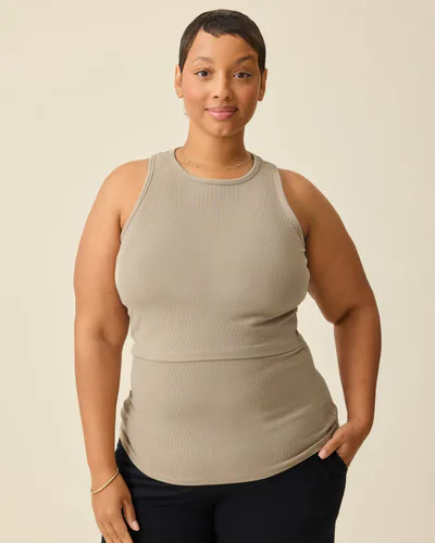Kindred Bravely Ribbed Bamboo Racerback Nursing Tank | Sandstone