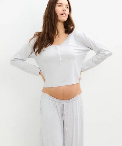 Bump City HATCH: The Softluxe Long Sleeve Tee (Light Grey Melange)
