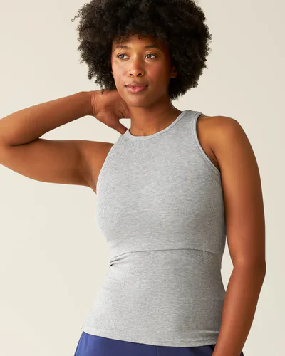 Kindred Bravely Ribbed Bamboo Racerback Nursing Tank | Grey Heather
